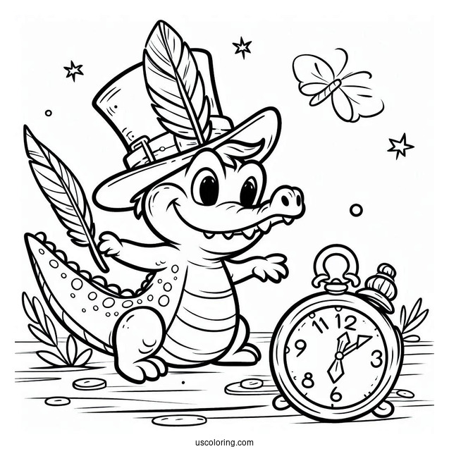 Coloring Sheet Of Tick-Tock the Crocodile