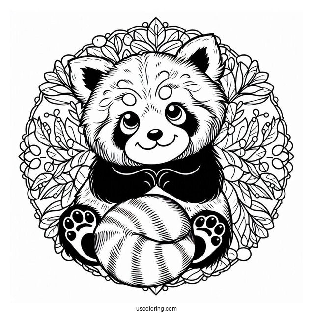 Red Panda Mandala To Color For Relaxation