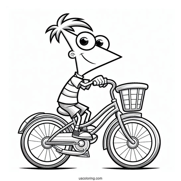 Phineas And Ferb Coloring Page Ride A Bicycle