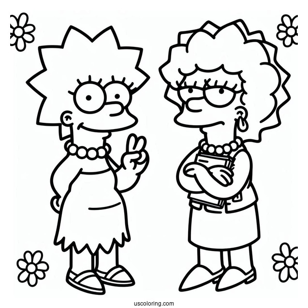 Simpsons Coloring Pages Of Cool Patty And Selma Bouvier