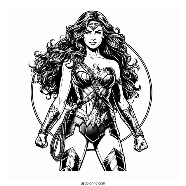 Realistic Justice League Coloring Page Wonder Woman
