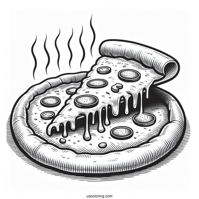 Slice Of Pepperoni Pizza With Melting Cheese