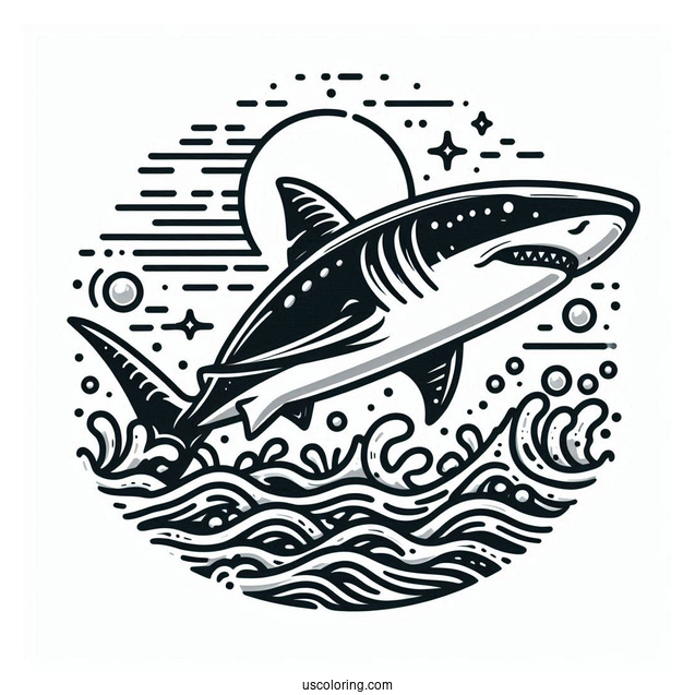 Great Shark Coloring Page Outline For Kids