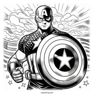 Captain America Protecting Himself With His Shield