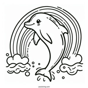 Dolphins With Rainbow Coloring Page
