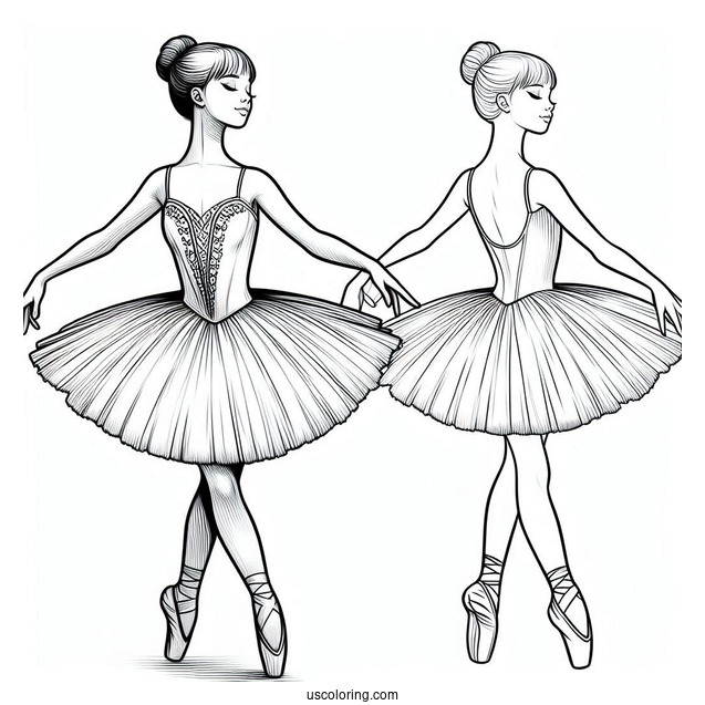 Realistic Ballerina Coloring Page