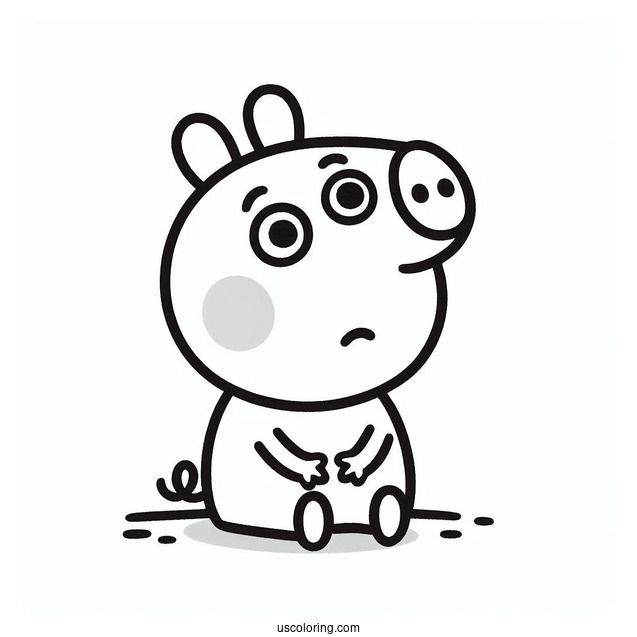 Concerned George Pig Coloring Page