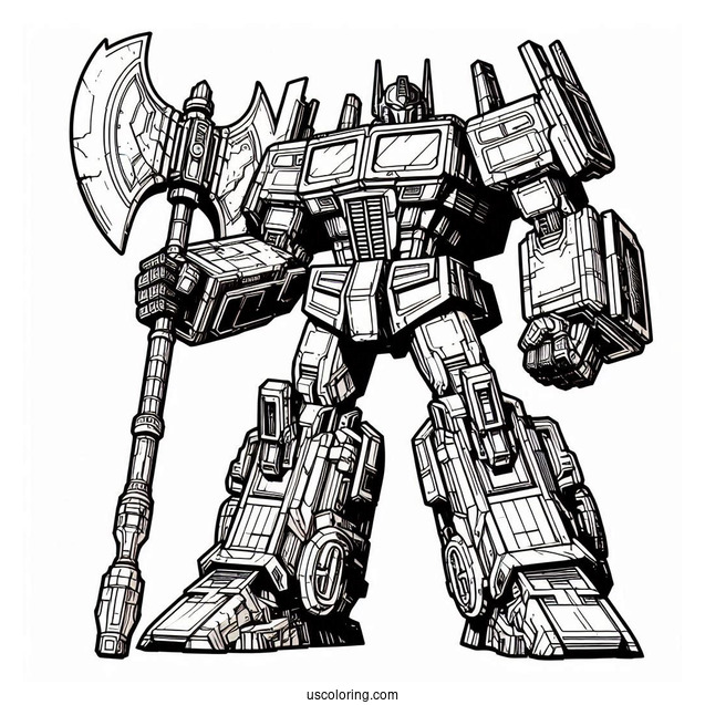 Jetpower Optimus Prime Coloring Page With Giant Axe