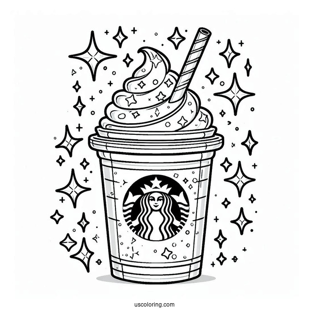 Sparkly Starbucks Coloring Page Frappe For Kids