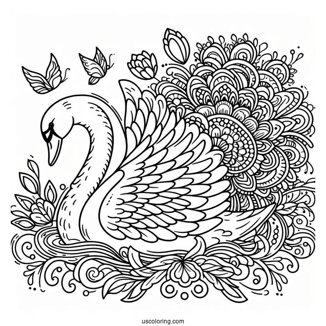 Swan Coloring Page Mandala