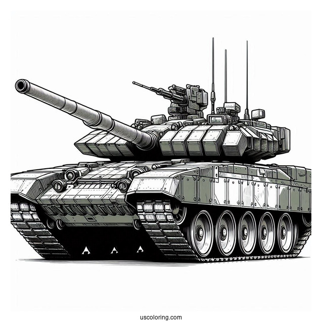 Realistic T-90M Russian Tank Coloring In