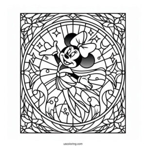 Mickey Mouse Fantasia Stained Glass Coloring Page For Kids