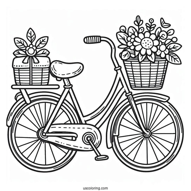 Cartoon Bicycle Coloring Page Outline For Preschoolers