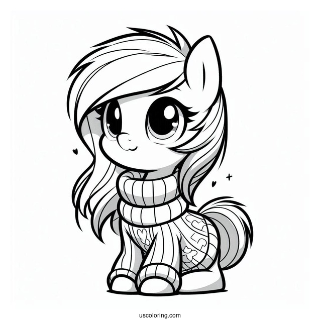 Cute Rainbow Dash Coloring Page Wearing A Sweater