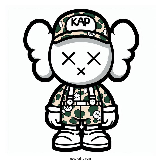 KAWS Coloring Page Companion In Bape Shirt12