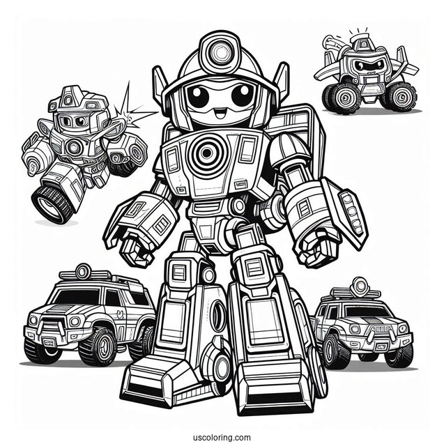 Detailed Rescue Bots Coloring Page Assembled