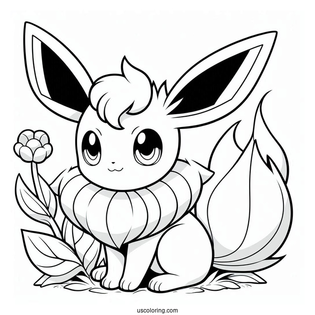 Sylveon Coloring Page Sitting Next To Leafeon
