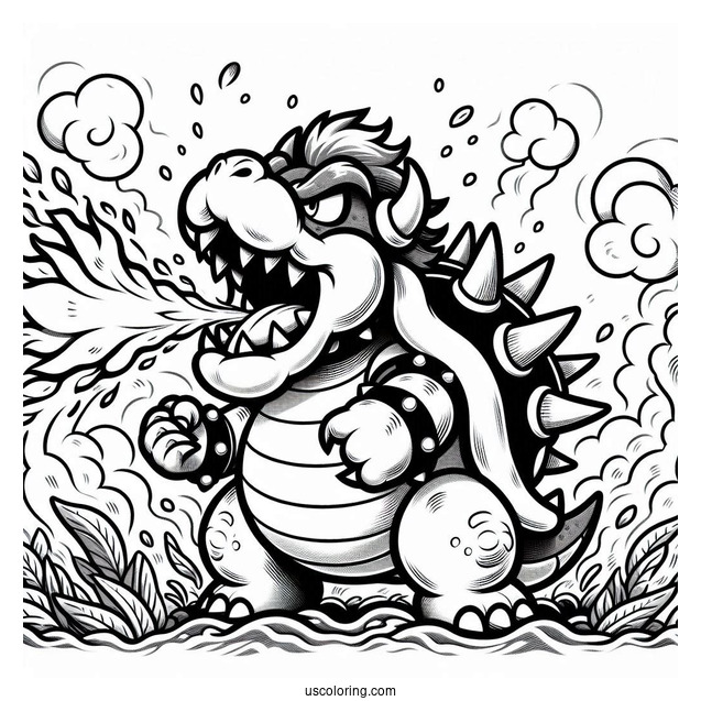 Fire Breathing Bowser To Color