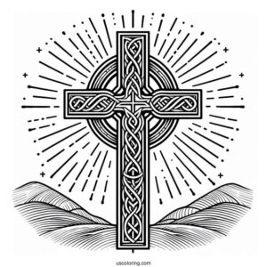Celtic Cross With Beams From Heaven Coloring