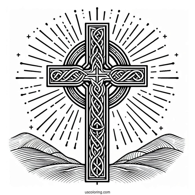 Celtic Cross With Beams From Heaven Coloring
