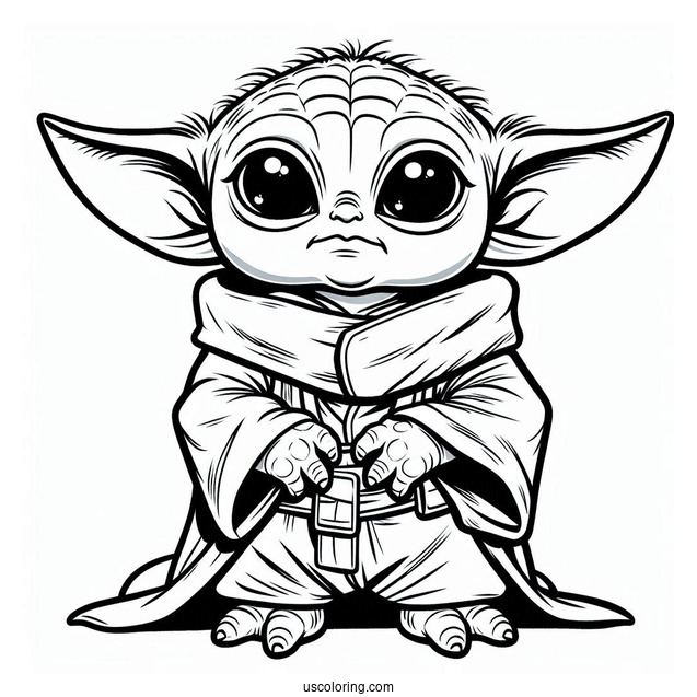 Baby Yoda Coloring In For Preschoolers