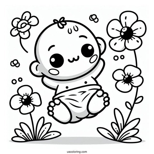 Poppy Playtime Coloring Page Of Kawaii Baby Huggy Wuggy For Preschoolers