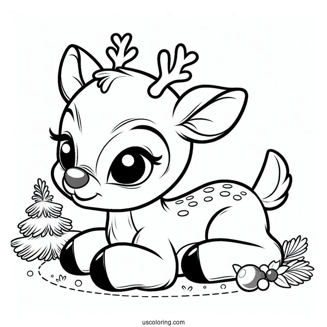 Baby Rudolph Coloring Page The Red Nosed Reindeer