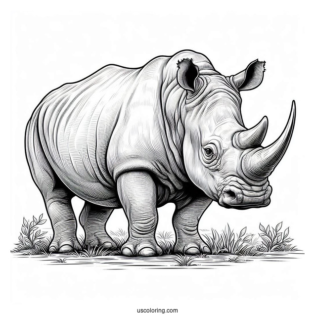 Realistic Rhino Coloring Picture