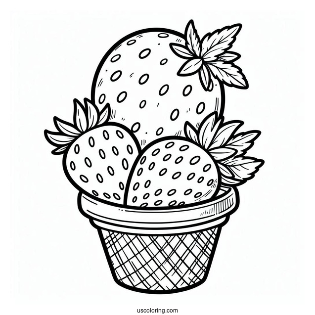 Strawberry Ice Cream Coloring Sheet