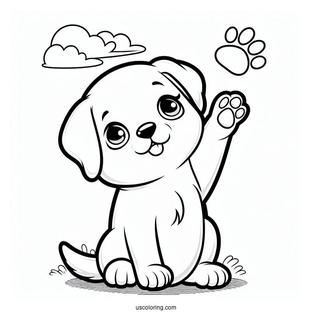 Puppy Raising Paw Coloring In