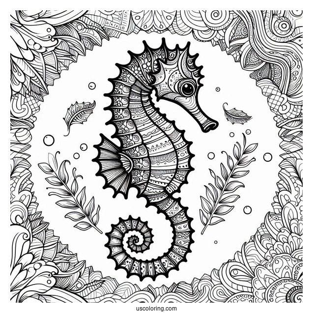 Seahorse Mandala Coloring Page For Adults