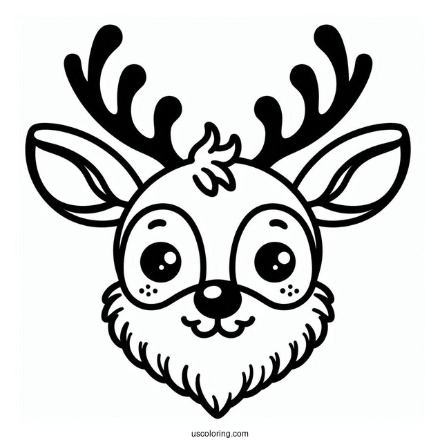 Simple Rudolph Coloring Page Face Template