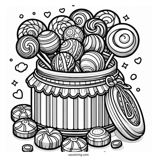 Jar Of Lollipops To Color For Kids