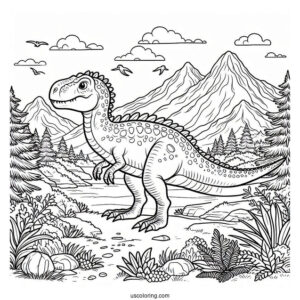 Spinosaurus Coloring Page In The Mountains