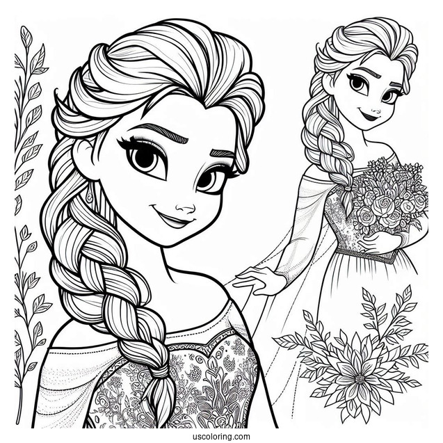Easy Elsa Coloring Sheet For Young Kids