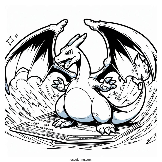 Charizard Wing Attack Pokemon Card Coloring Page
