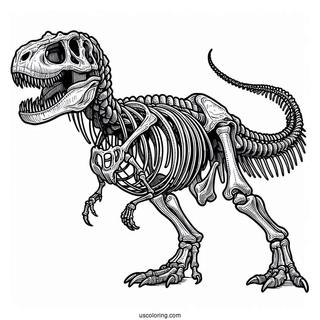 Tyrannosaurus Rex Skeleton Coloring Page