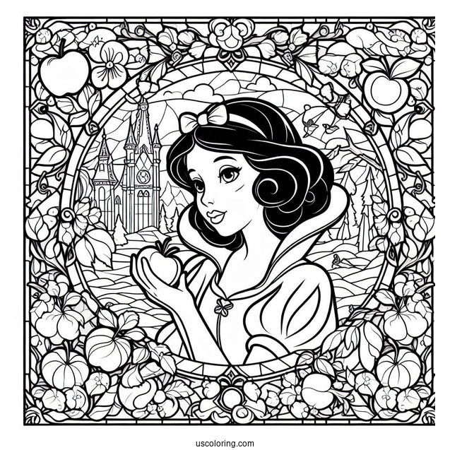 Beautiful Snow White Coloring Pages Stained Glass