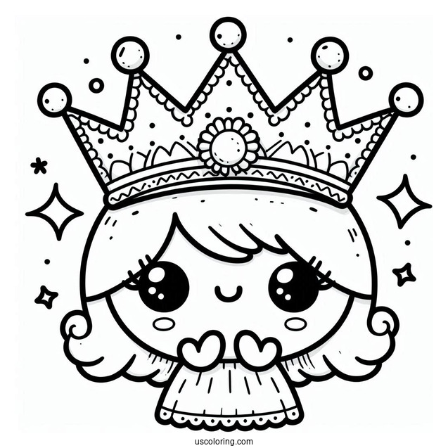Cute Smiling Cartoon Crown Coloring Page For Preschoolers
