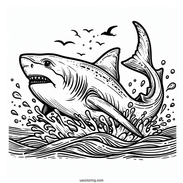 Great Shark Coloring Page Outline For Kids