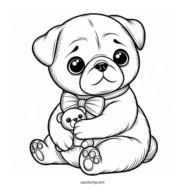 Adorable Baby Pug Coloring Sheet