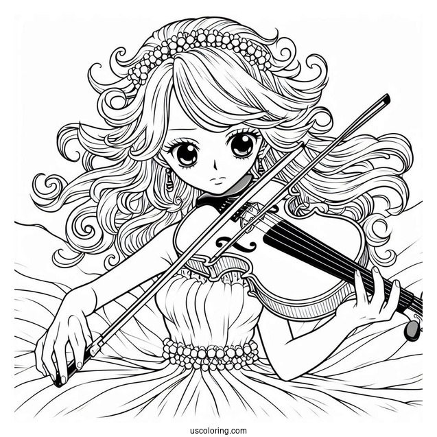 One Piece Coloring Page Of Brook Playing Violin