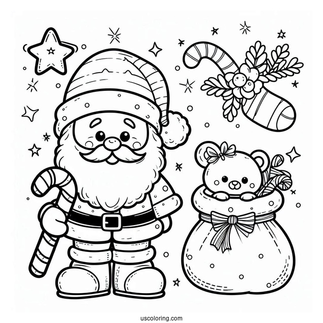 Adorable Simple Santa Claus Coloring Page For Preschoolers