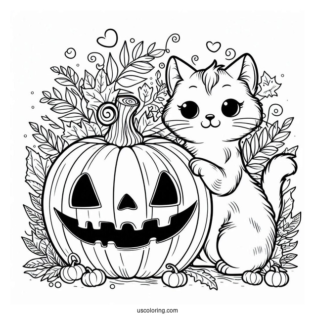 Cat Inside Big Jack-O-Lantern