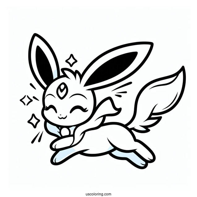 Kawaii Sylveon Coloring Page Leaping