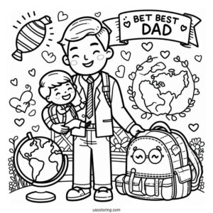 Father's Day Coloring Page Of Fun World s Best Dad For Kids