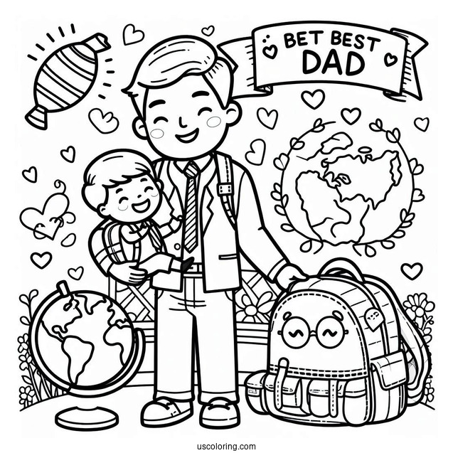 Father's Day Coloring Page Of Fun World s Best Dad For Kids