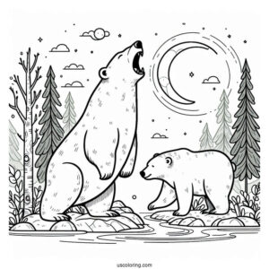 Polar Bear Roaring Coloring Page