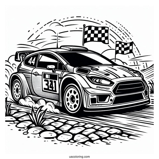 Coloring Page Of Rally Car Racing