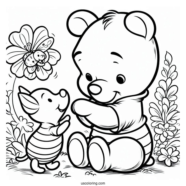 Baby Winnie The Pooh With Piglet Coloring Pages For Kids